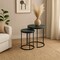 Nesting Table | Green Marble Table Set of 2 with Grey Metal Frame